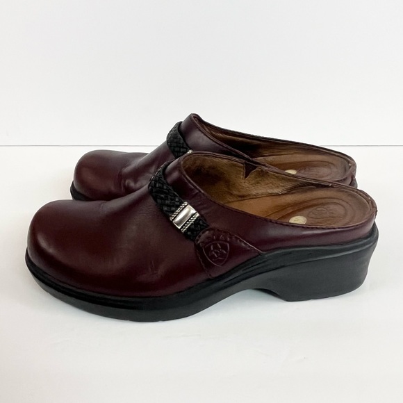 Ariat Dark Brown Burgundy Slip On Mule Clog Leather Shoes Women’s Size 8.5 - Picture 5 of 14
